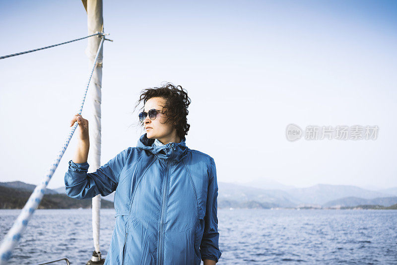 Woman sailing on a windy day